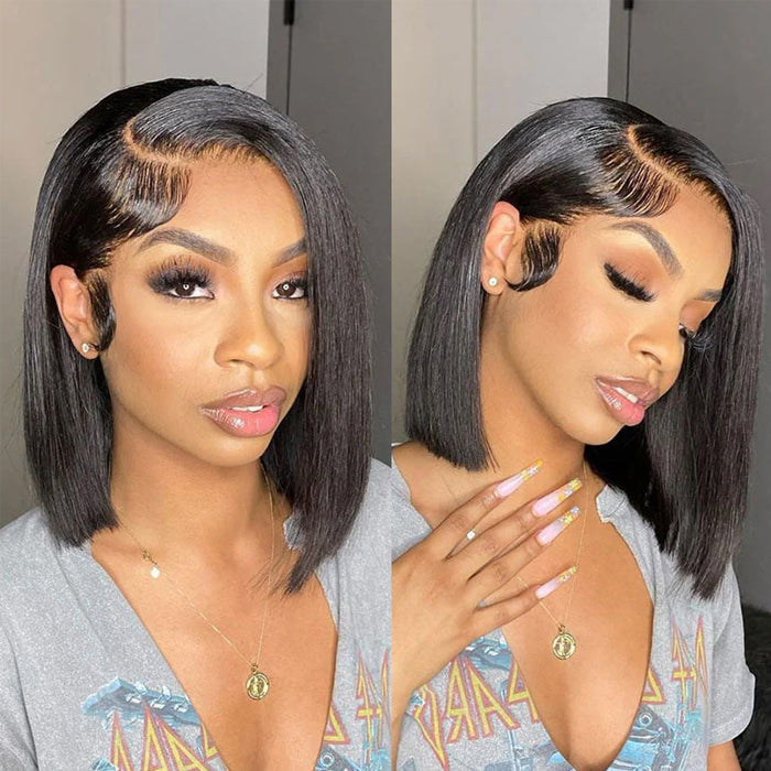 Affordable Straight Bob Wig Human Hair Pre Plucked Glueless Lace Front Wig