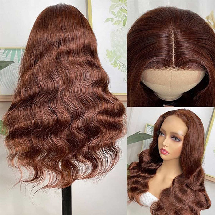 Reddish Brown 5x5/13x4 HD Lace Wig #33 Auburn Colored Deep Wave Lace Front Human Hair Wigs For Women