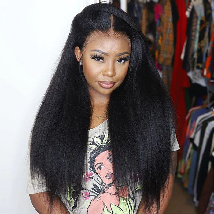 Kinky Straight 5x5/4x4 HD Lace Closure wig Natural Hairline Pre-Plucked