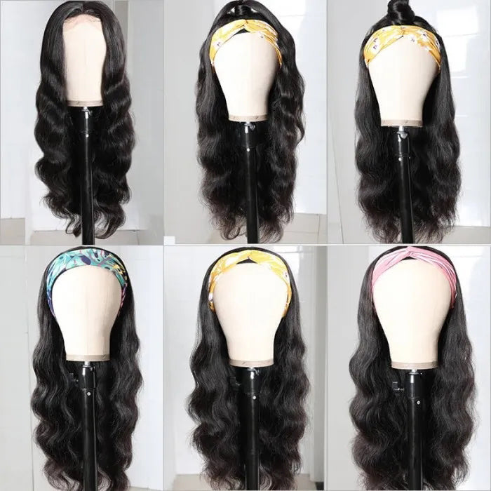 Body Wave Headband Wigs Human Hair Wigs With Various Headbands