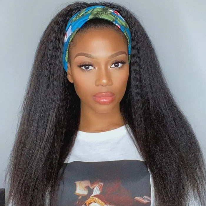 Kinky Straight Headband Wig Human Hair No Gel No Glue Wig