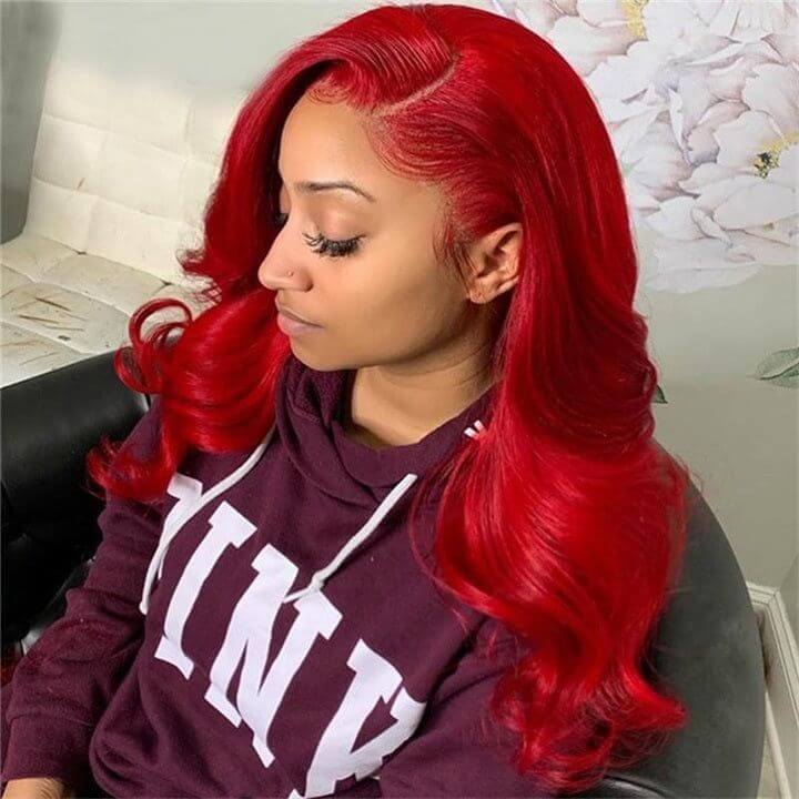 Red Lace Front Wig Straight & Body Wave 13*4 HD Lace Frontal Human Hair Wigs For Women