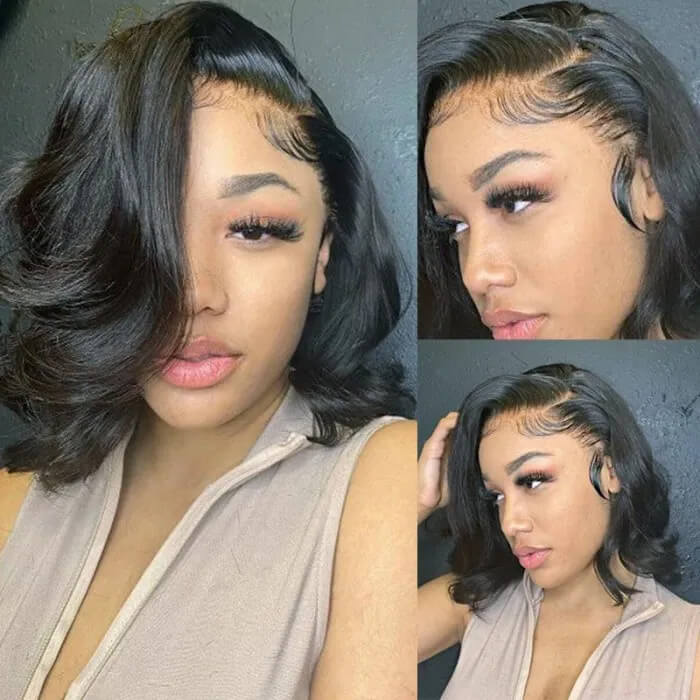 Hermosa Hair  Body Wave Short 5*5 Lace Closure Human Hair Wigs 150% Density Bob Wig