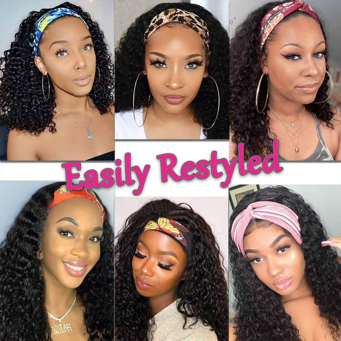 150% Density Full Texture Headband Human Hair Wigs Full Machine Made Full Looking Lace Wig