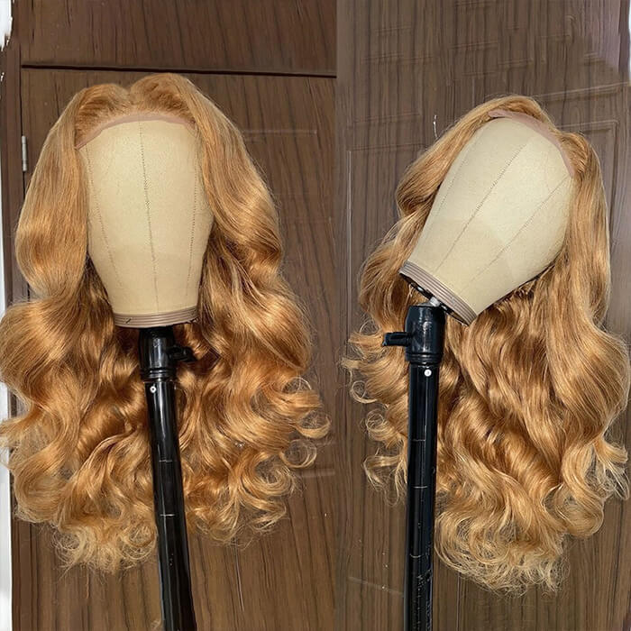 Honey Blonde 13x4 HD Transparent Lace Front Wig #27 Colored Human Hair Frontal Wig