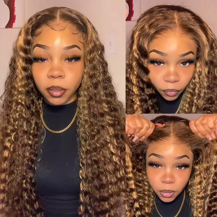 Highlight Deep Wave Frontal Wig 13*4 13*6 Glueless HD Lace Wigs with Pre Plucked Hairline