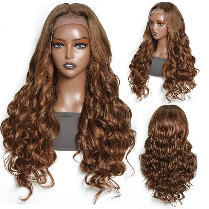 #30 Auburn Brown Hair Colored Human Hair Wigs Loose Wave 13x4 13x6 HD Lace Frontal Wigs