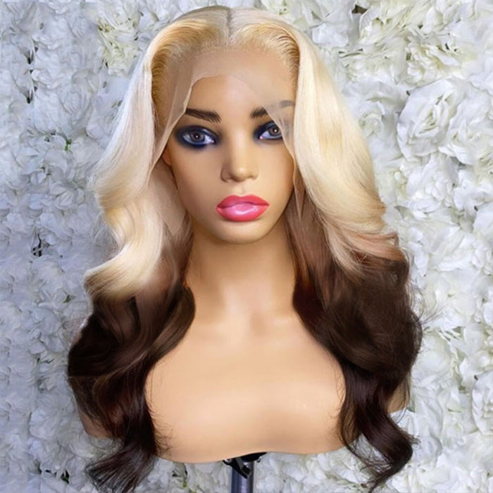 613 Blonde Ombre Lace Front Wig Brazilian Body Wave Human Hair Wigs Pre Plucked