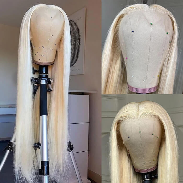 613 Blonde Straight Lace Front Wigs Pre Plucked HD Lace Human Hair Wigs For Women