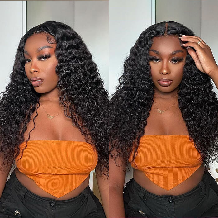 Pre-All Glueless Wig Deep Wave 8x5 Closure HD Lace 100% Human Hair Wig Ready To Go