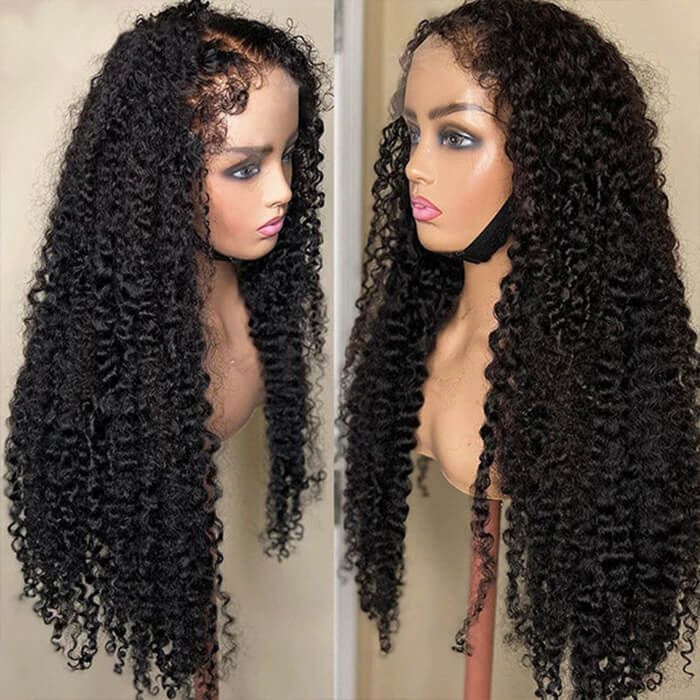 4C Curly Edges Hairline Glueless Curly Lace Front Human Hair Wig With Super Natural Hairline