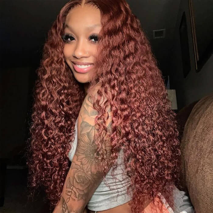 #33 Reddish Brown Color Upgrade 8*5 Pre Cut HD Lace Closure Wigs Glueless Ready & Go Wig