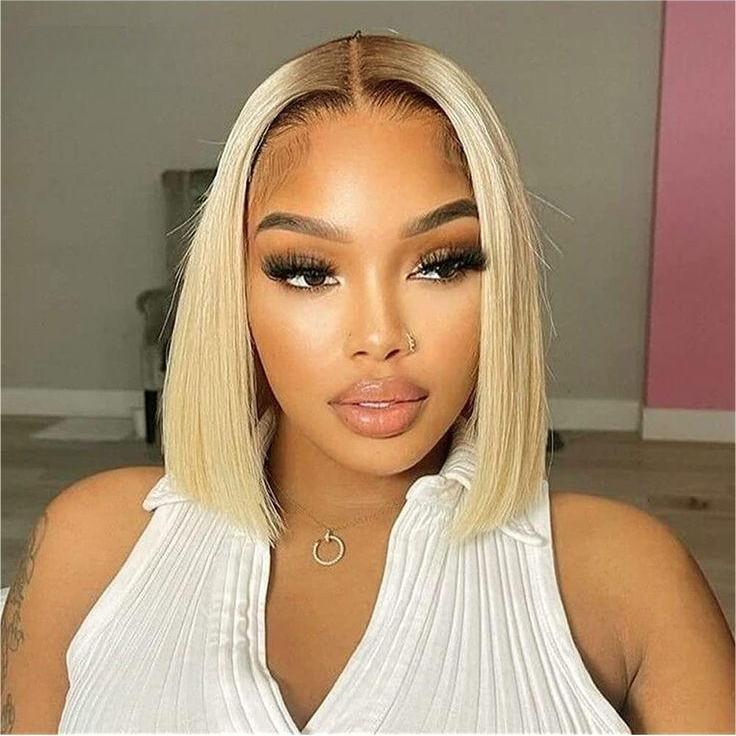 Ombre 613 Blonde Straight Bob Lace Front Wig 13X4 Lace Front Human Hair Wigs For Women