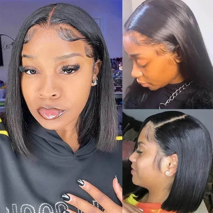 Affordable Straight Bob Wig Human Hair Pre Plucked Glueless Lace Front Wig