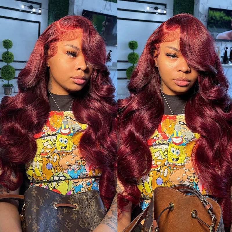 Glueless Ready & Go Wig Upgrade 8*5 Pre Cut HD Lace Closure Wigs #99J Burgundy Color