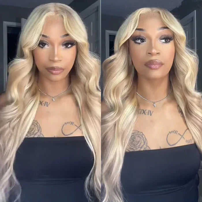 Highlight #P18/613 Lace Front Wig Brazilian Human Hair 13x4 HD Lace Frontal Wig Pre-Plucked