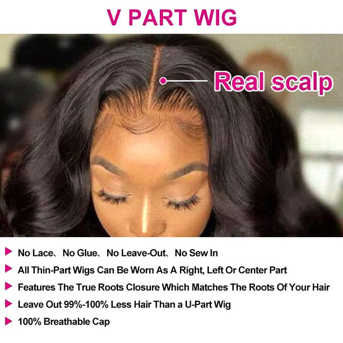 Body Wave V/U Part Human Hair Wigs No Leave Out Beginnger Friendly Easy Install