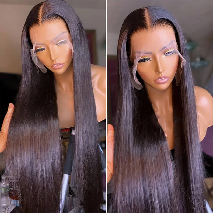 13x6 Full HD Lace Frontal Wig Straight Glueless Wig Human Hair Pre Plucked & Bleached Ready to Go