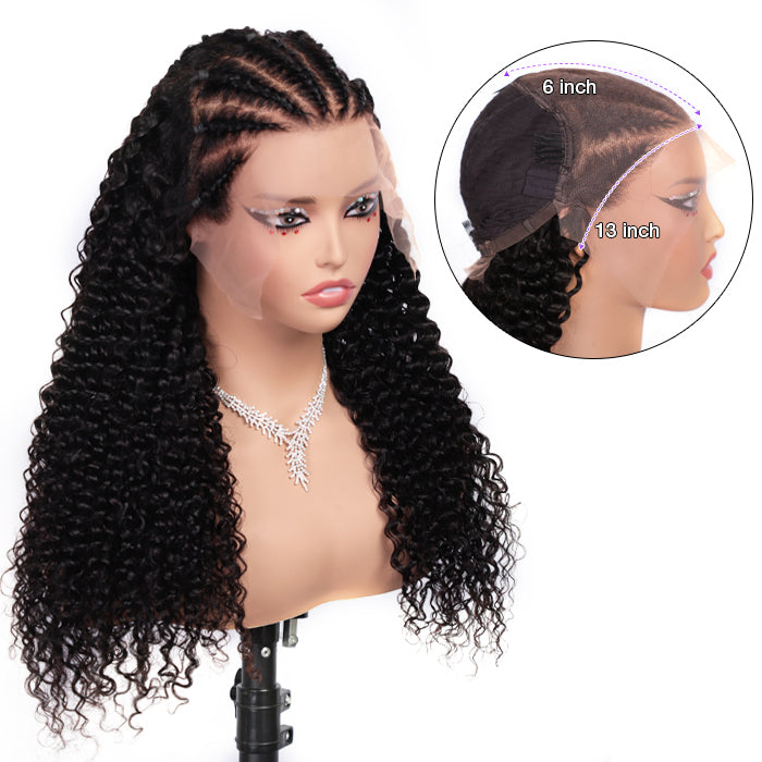 Pre Braided Curly Wig Glueless13x6 Full HD Lace Frontal Wigs With Pre Bleached Knots Ready & Go Wigs