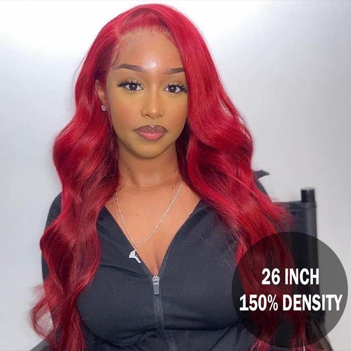 Red Lace Front Wig Straight & Body Wave 13*4 HD Lace Frontal Human Hair Wigs For Women