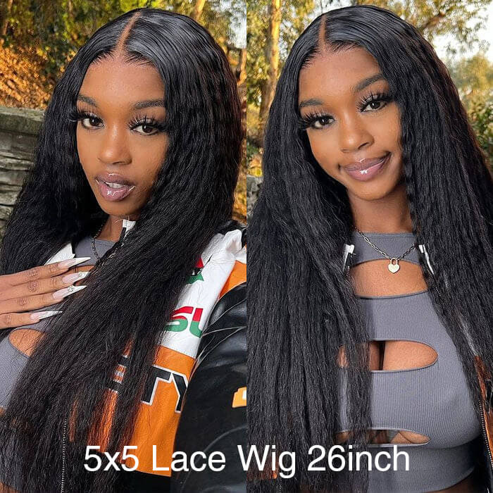 4C Edges Hairline Kinky Straight 13x4 HD Transparent Lace Front Wig Ready To Go