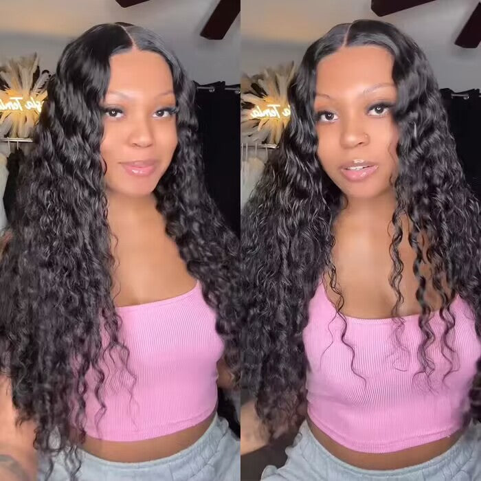 Glueless Deep Wave Easy-Wear 8x5 Pre-Cut Lace Closure Human Hair Wig Beginner-Friendly