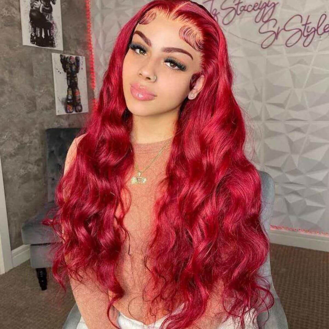 Red Color Lace Front Wigs Body Wave Skin Melt HD Lace Human Hair Wigs