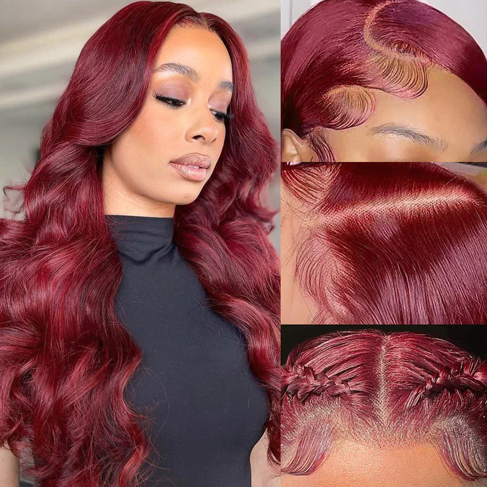 99J Burgundy Color 5x5 Closure HD Lace Glueless Straight Wig Beginner Friendly