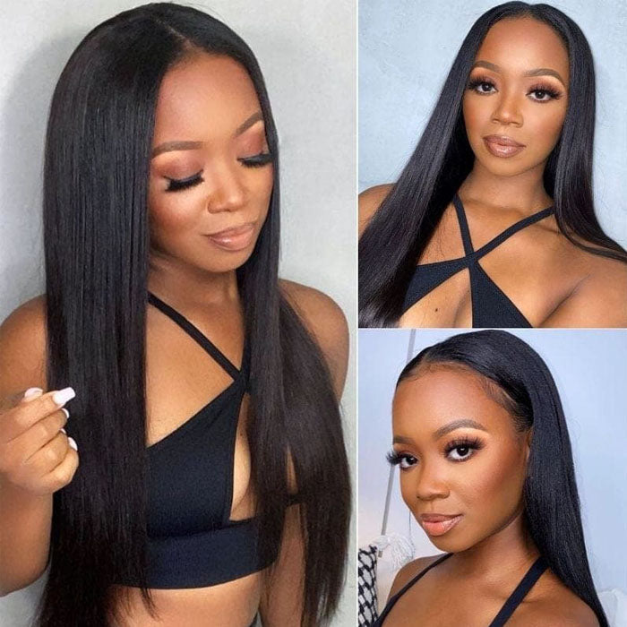 Silk Straight V/U part Wigs No Leave Out Natural Scalp Protective Wigs Beginner Friendly