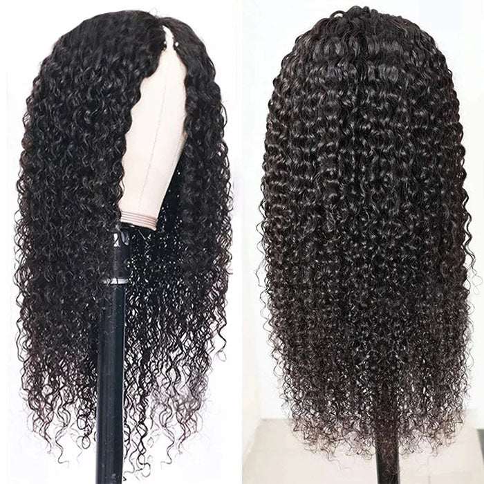 Glueless V/U Part Jerry Curly Wig No Leave Out Affordable Human Hair Wig Beginner Friendly