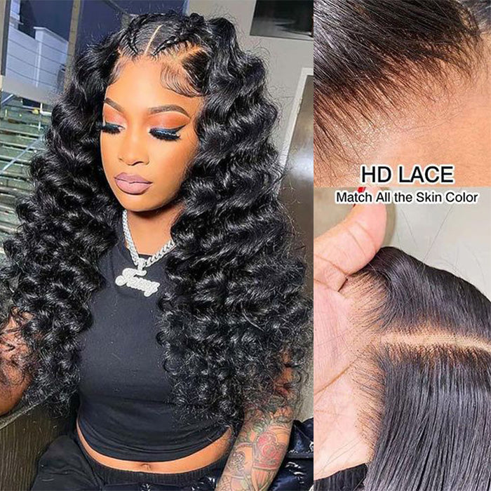 Loose Deep Wave Glueless Lace Wig Pre-Knotless HD Lace Human Hair Wig Ready to Go