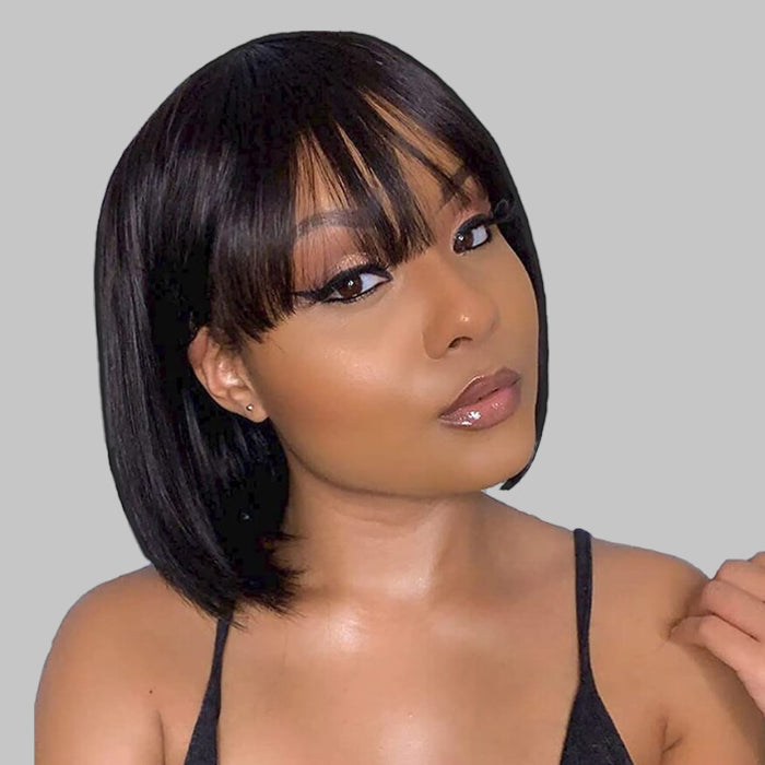 Glueless Top Lace Curly Short Bob Wig With Bangs Human Hair Wigs Beginner Friendly | VIP ONLY