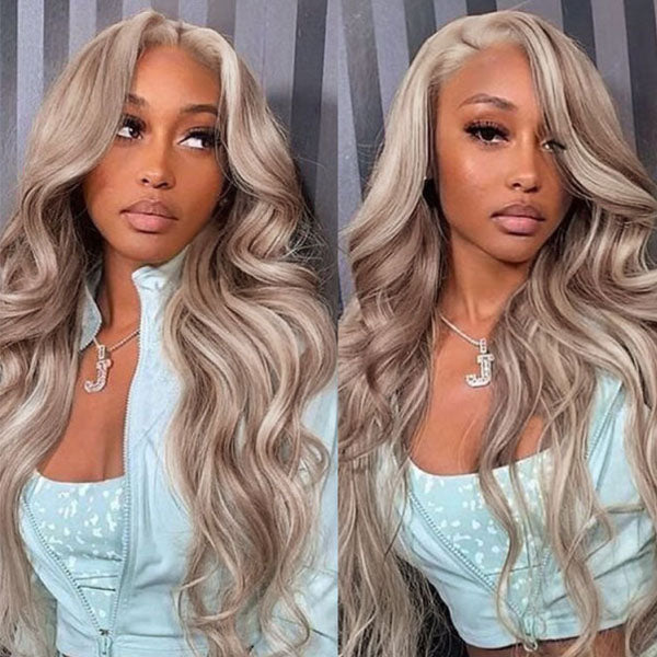 Exclusive Original Blonde Highlight Lace Front Human Hair Wigs #P18/613 Blonde Hair With Highlights For Sale