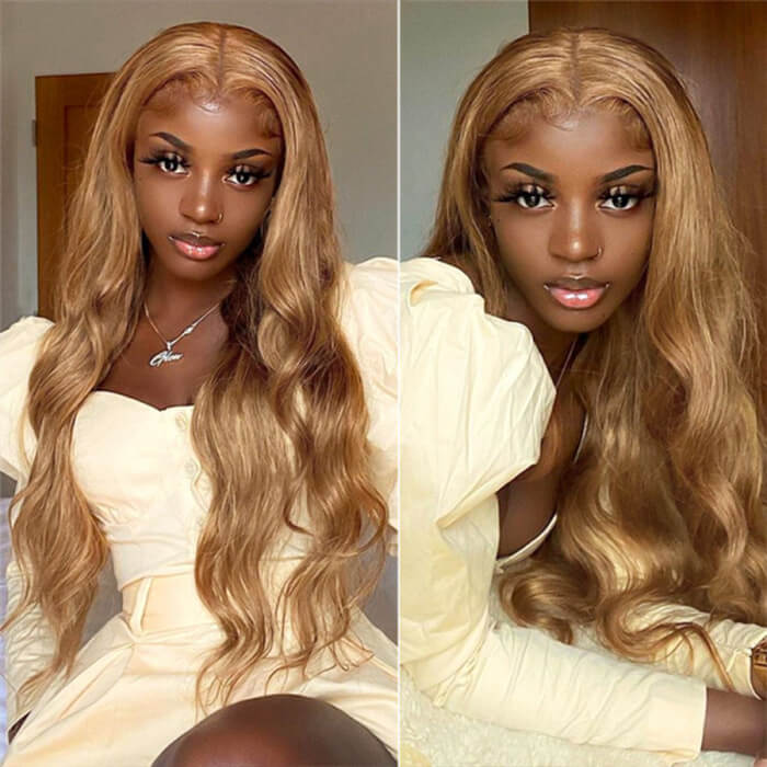 Body Wave #27 Colored HD Lace Human Hair Wigs For Women Honey Blonde 13*4 13*6 Lace Frontal Wigs