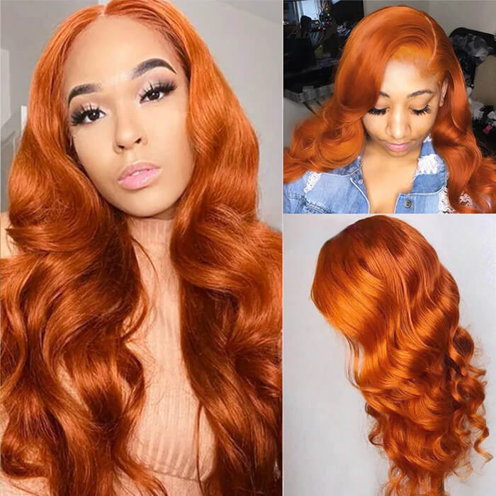 Ginger Lace Front Wig Straight & Body Wave 13*4 HD Lace Frontal Human Hair Wigs For Women