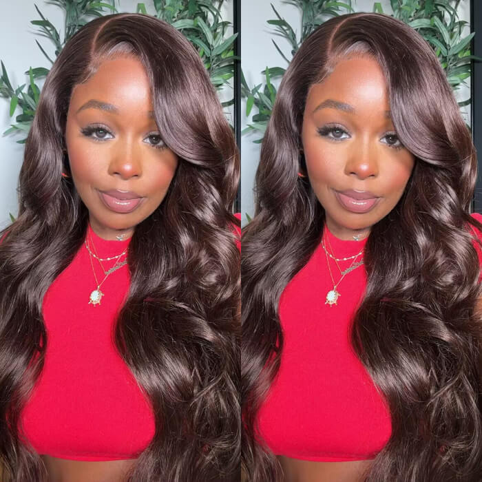 #4 Chocolate Brown 13x4 HD Lace Front Wigs Human Hair Wigs For Women Pre Plucked