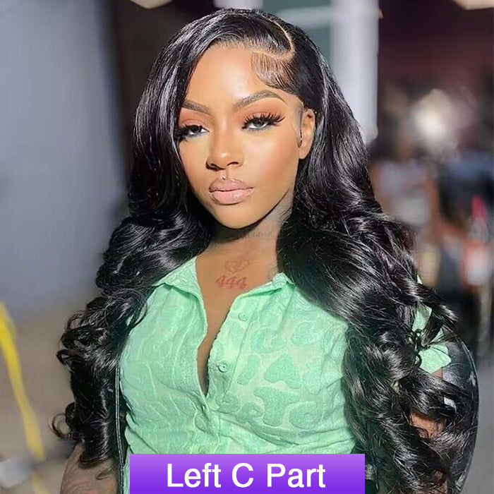 C Part Body Wave Pre Plucked HD Lace Front Human Hair Wigs 180% Density