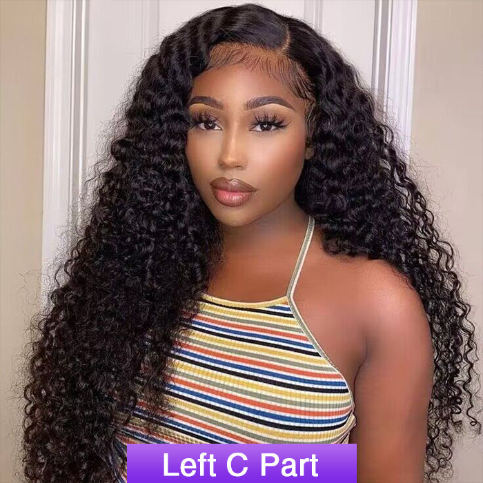 180% Density Curly Lace Front Wigs 13x4 HD Lace Frontal C Part Long Wig