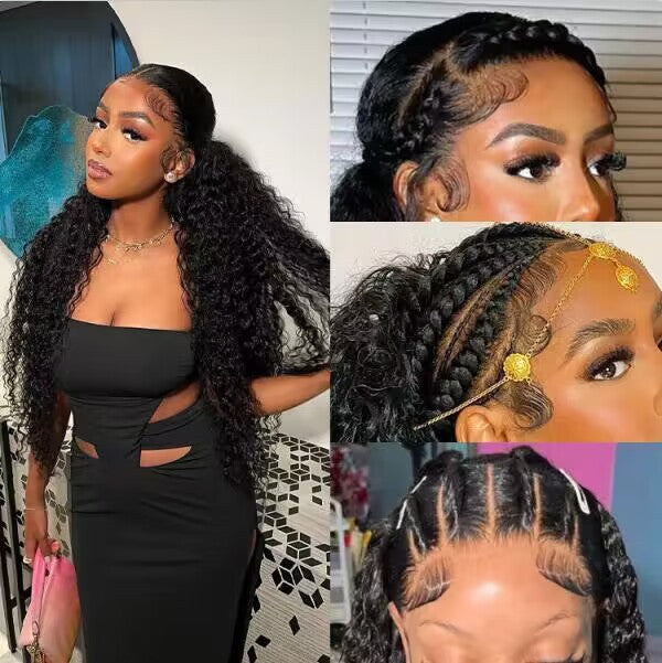 Glueless 13x6 Full Lace Front Wig Curly Hair Invisible HD Lace Human Hair Wigs with Pre Bleached Knots Plucked Hairline