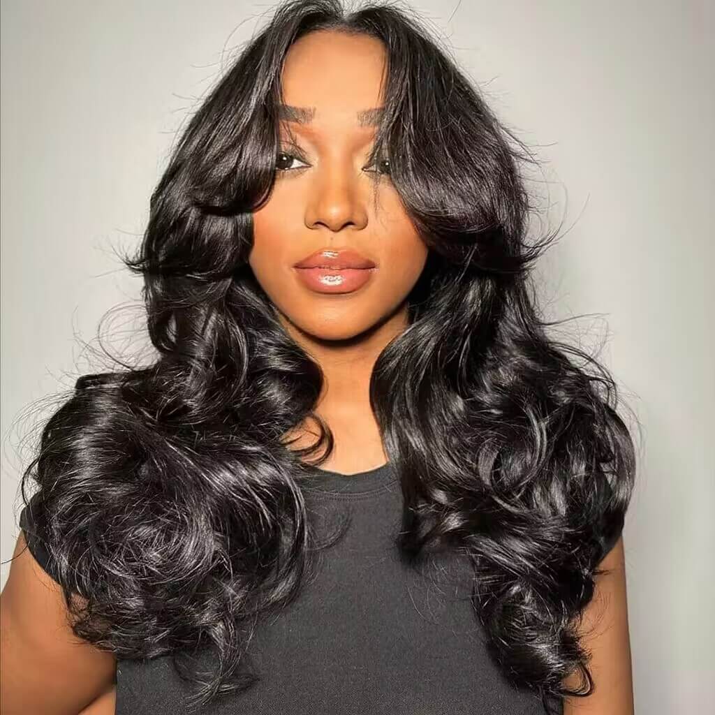 Face-Framing Curtain Bangs Pre-bleached Body Wave Glueless HD Lace Wig with Layers Ready To Go Wig