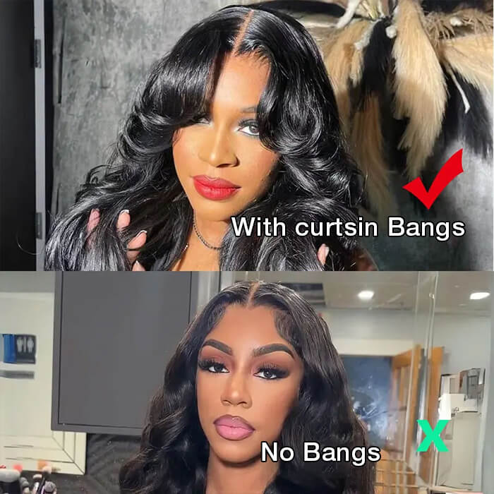 Face-Framing Curtain Bangs Body Wave Wig Glueless Pre Cut HD Lace Ready To Go Wig Pre Plucked Pre Bleached