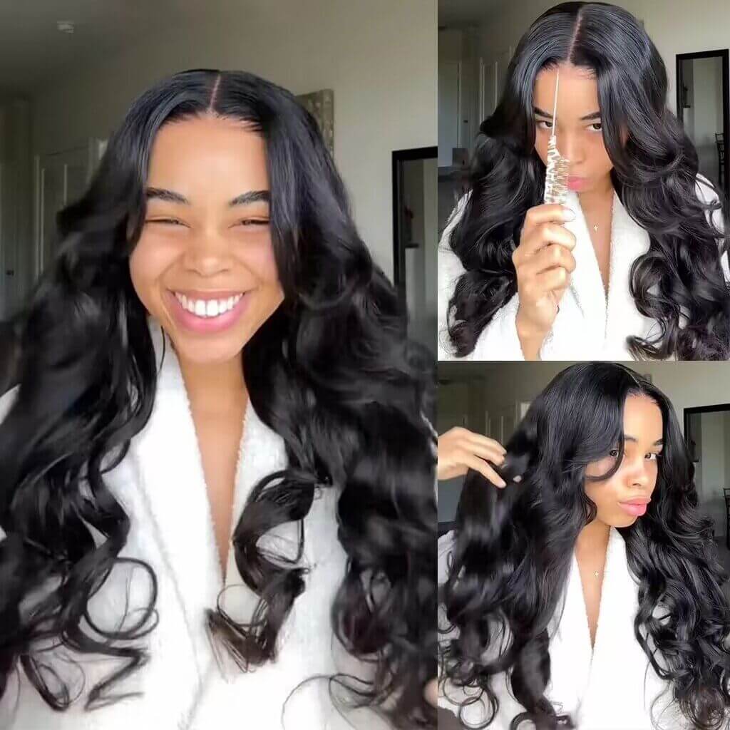 Face-Framing Curtain Bangs Body Wave Wig Glueless Pre Cut HD Lace Ready To Go Wig Pre Plucked Pre Bleached