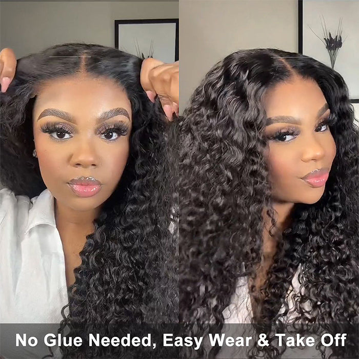 Deep Wave 4x4/5x5 Pre Cut HD Lace Closure Wig Human Hair Ready & Go Glueless Wigs-Air Wig