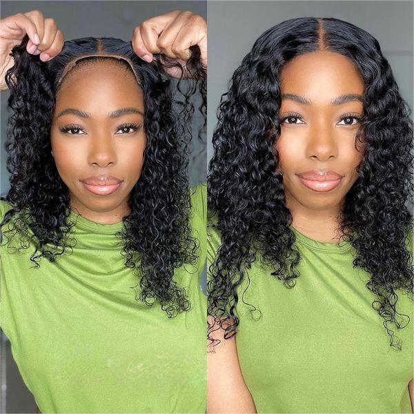 Hermosa Hair Ready & Go Wigs 220% Density Deep Wave 8*5 Pre Cut HD Lace Glueless Bob Wig with Pre Bleached