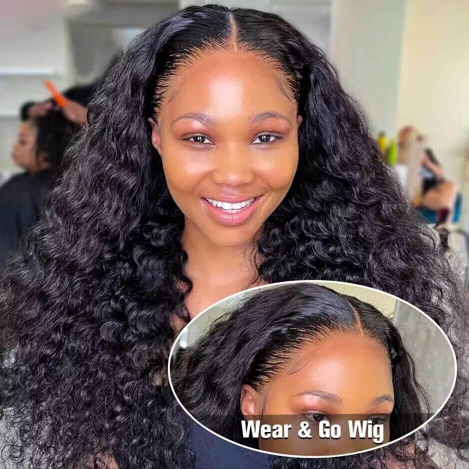 Pre-All Glueless Wig Deep Wave 8x5 Closure HD Lace 100% Human Hair Wig Ready To Go