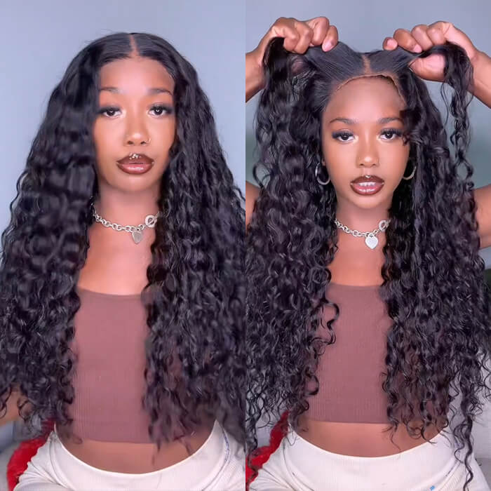 Pre-All Glueless Wig Deep Wave 8x5 Closure HD Lace 100% Human Hair Wig Ready To Go