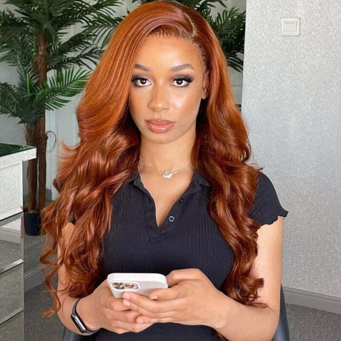 Ginger Color 13x4 HD Lace Front Wig Body Wave Colored Human Hair Wigs Pre Plucked Hairline