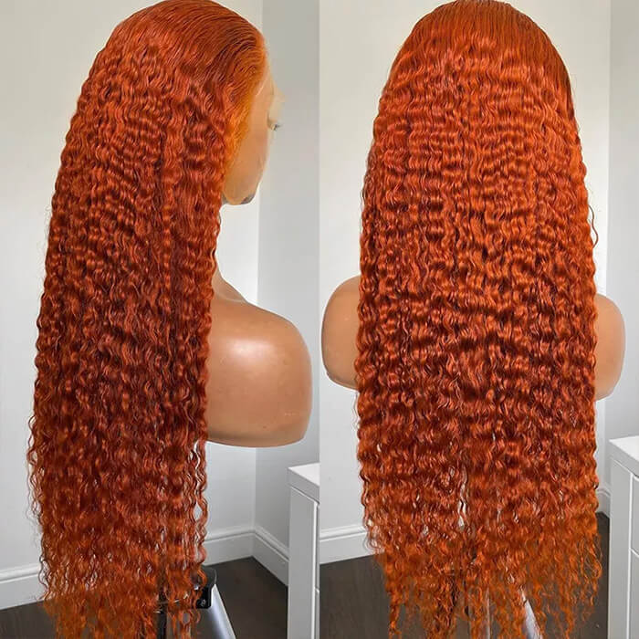 Ginger Curly Wig 13x4 HD Lace Front Wigs Colored Human Hair Lace Front Wigs With Pre Plucked