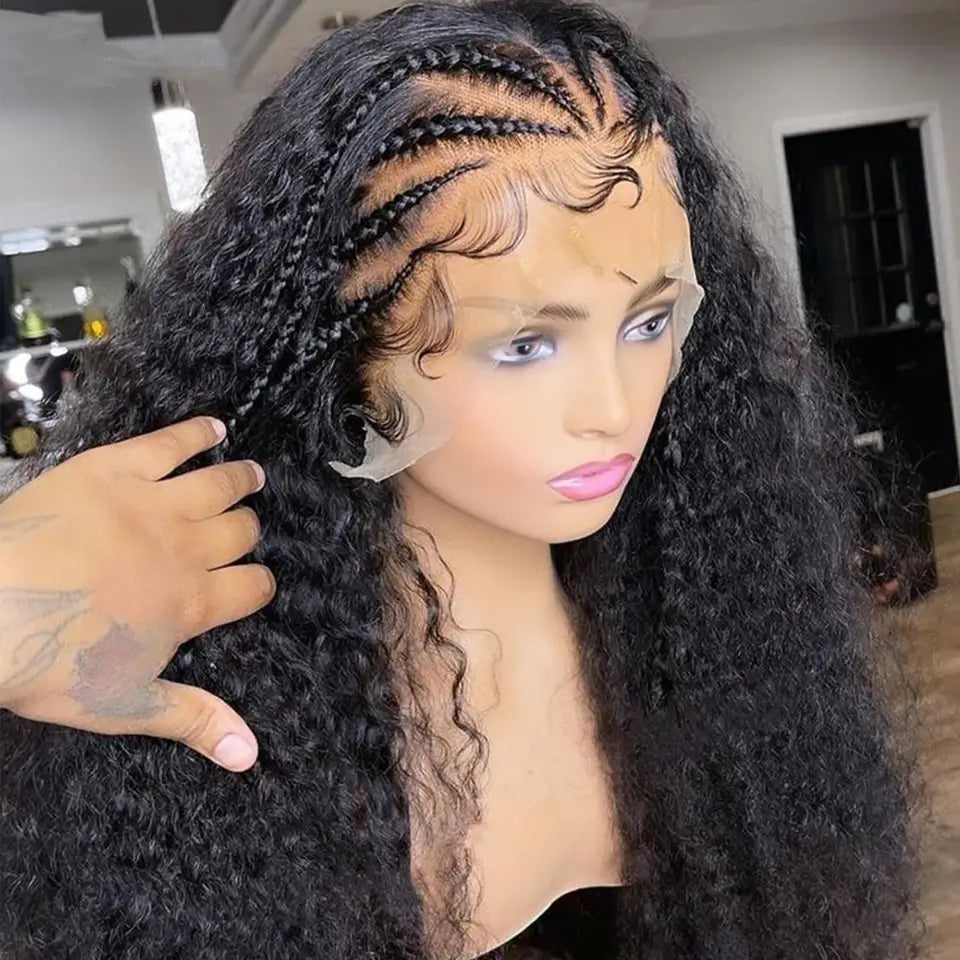 Glueless 13x6 Full Lace Front Wig Curly Hair Invisible HD Lace Human Hair Wigs with Pre Bleached Knots Plucked Hairline