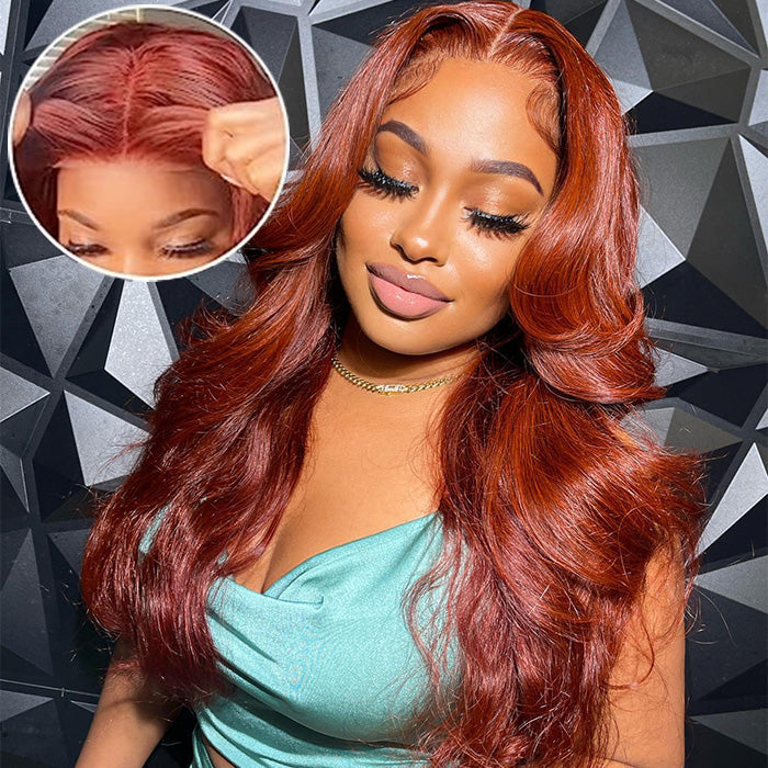 #33 Reddish Brown Color Upgrade 8*5 Pre Cut HD Lace Closure Wigs Glueless Ready & Go Wig